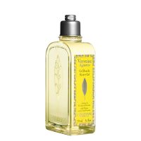 Bottle  of  LOccitane  Verbena  Citrus  Shower  Gel,  a  gel  cleanser  indicated  for  purifying  and  refreshing  the  body  skin.