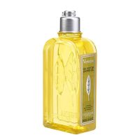 Bottle  of  LOccitane  Verbena  Shower  Gel  by  LOccitane,  a  gel  indicated  for  cleansing  and  refreshing  the  skin  with  a  citrus  scent.