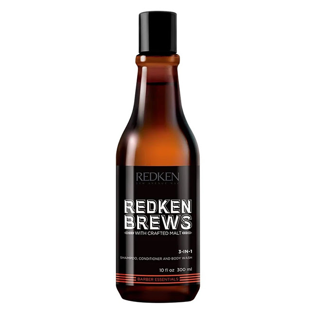 RedkenBrews3-in-1Shampoo Bottle of Redken Brews 3-in-1 Shampoo, Conditioner and Body Wash by Redken, a cleanser indicated for hair and body care.