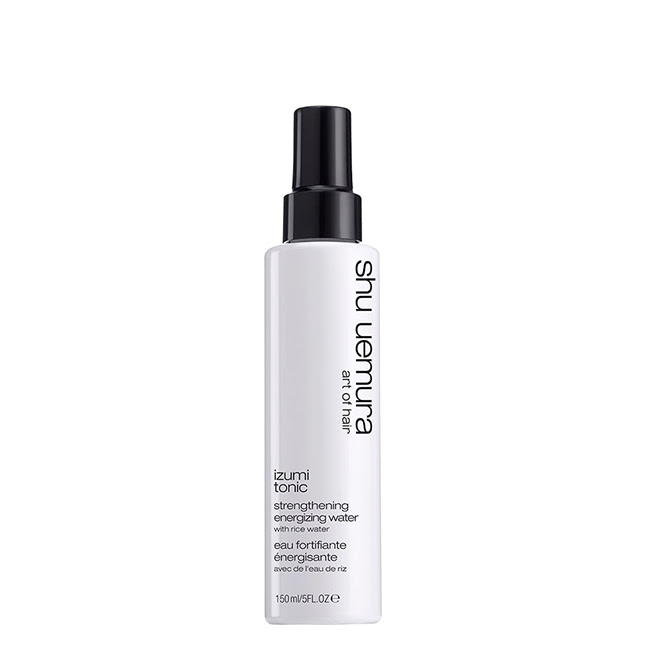 ShuUemuraIzumiTonicStrengtheningEnergizingWater150ml Bottle of Izumi Tonic Strengthening Energizing Water by Shu Uemura, a tonic water indicated for strengthening fragile hair.