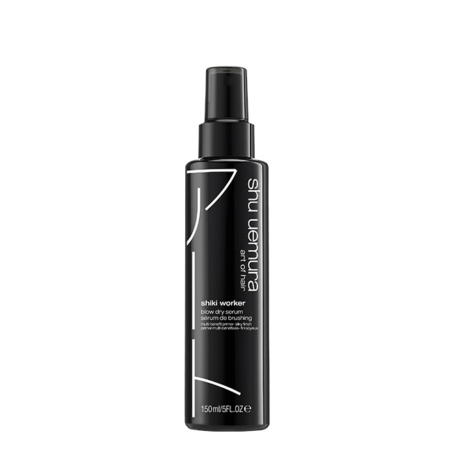 ShuUemuraStyleShikiWorkerBlowDrySerum150ml Bottle of Style Shiki Worker Blow Dry Serum by Shu Uemura, a hair serum indicated for hydrating and detangling all hair types.