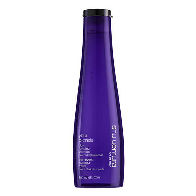 ShuUemuraYubiBlondeGlowRevealingShampoo300ml Bottle of Shu Uemura Yubi Blonde Glow Revealing Shampoo, a nourishing shampoo indicated for blonde hair radiance.