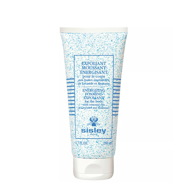 SisleyEnergizingFoamingBodyExfoliant200ml Bottle of Sisley Energizing Foaming Body Exfoliant, a light foam exfoliant indicated for eliminating dead skin cells.