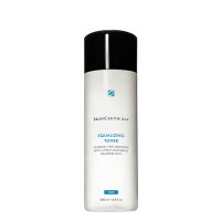 Bottle  of  Skinceuticals  Equalizing  Toner  by  Skinceuticals,  a  fluid  toner  indicated  for  exfoliating  and  removing  dead  skin  cells.