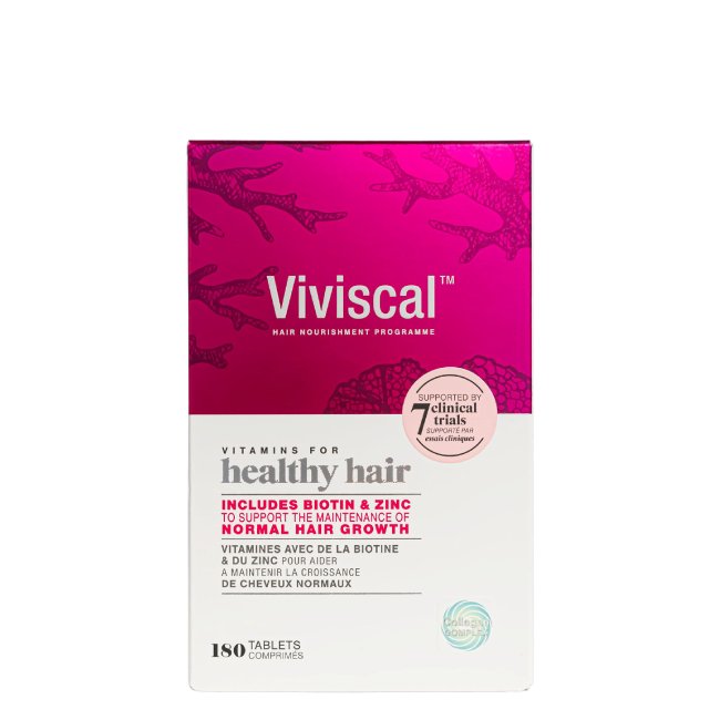 Viviscal Hair Growth Tablets Box of Viviscal Hair Growth Tablets Women, a dietary supplement indicated for supporting healthy hair growth in women.