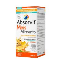 Bottle  of  Absorvit  Mais  Alimento  Syrup  by  Absorvit,  a  food  supplement  syrup  indicated  for  nutritional  deficiencies.
