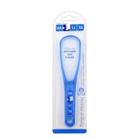 Product  container  of  Halita  Tongue  Cleaner  by  Halita,  a  tongue  scraper  indicated  for  eliminating  bacteria  on  the  tongue.