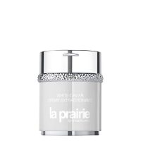 Jar  of  La  Prairie  White  Caviar  Crème  Extraordinaire  by  La  Prairie,  a  rich  cream  indicated  for  reducing  age  spots  and  radiance.