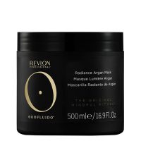 Jar  of  Orofluido  Radiance  Argan  Mask  by  Orofluido,  a  hair  mask  indicated  for  repairing  and  moisturizing  all  hair  types.