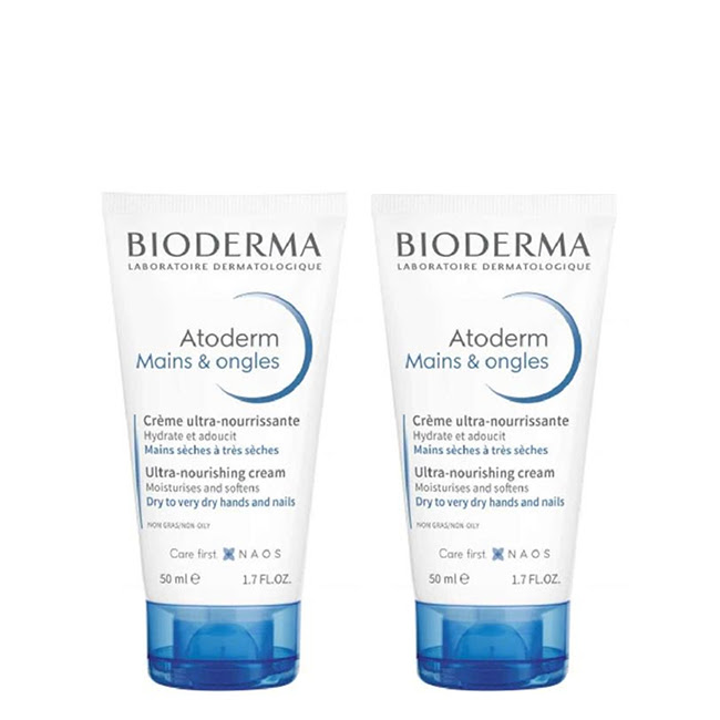 BiodermaAtodermHandsandNailsUltra-NourishingCream2x50ml Tube of Bioderma Atoderm Hands and Nails Ultra-Nourishing Cream by Bioderma, a moisturizing cream indicated for repairing hands and nails.
