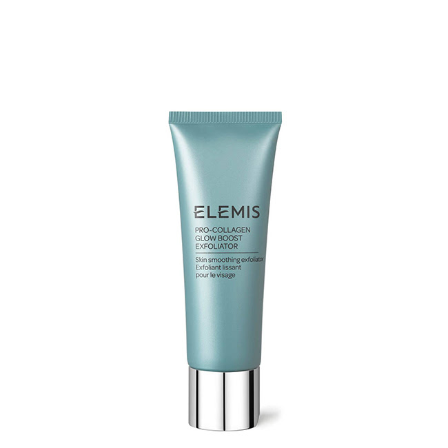 ElemisPro-CollagenGlowBoostExfoliator100ml Product container of Elemis Pro-Collagen Glow Boost Exfoliator by Elemis, a balm gel indicated for skin exfoliation and radiance.