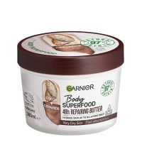 Jar  of  Garnier  Body  Superfood  Repairing  Body  Butter  by  Garnier,  a  moisturizing  cream  indicated  for  repairing  extra  dry  skin.