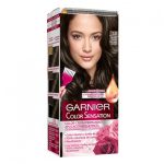 Box of Garnier Color Sensation Permanent Hair Color 3 Dark Brown by Garnier, a hair dye indicated for full gray hair coverage.