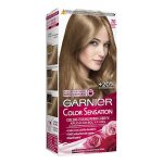 Box of Garnier Color Sensation Permanent Hair Color 7.0 Blonde by Garnier, a hair color cream for intense root touch-up.