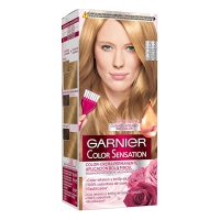 Box  of  Garnier  Color  Sensation  Permanent  Hair  Color  7.3  Golden  Blonde  by  Garnier,  a  hair  color  cream  for  intense  root  touch-up.