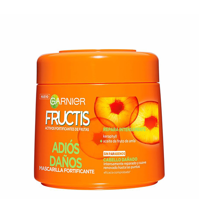 GarnierFructisGoodbyeDamageMask300ml Jar of Garnier Fructis Goodbye Damage Mask by Garnier, a hair mask indicated for repairing and hydrating damaged hair.