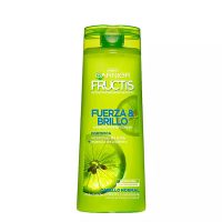 Bottle  of  Garnier  Fructis  Strength  &  Shine  Shampoo  by  Garnier,  a  fortifying  shampoo  indicated  for  brightening  normal  hair.