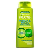 Bottle  of  Garnier  Fructis  Strength  &  Shine  Shampoo  by  Garnier,  a  fortifying  shampoo  indicated  for  brightening  normal  hair.