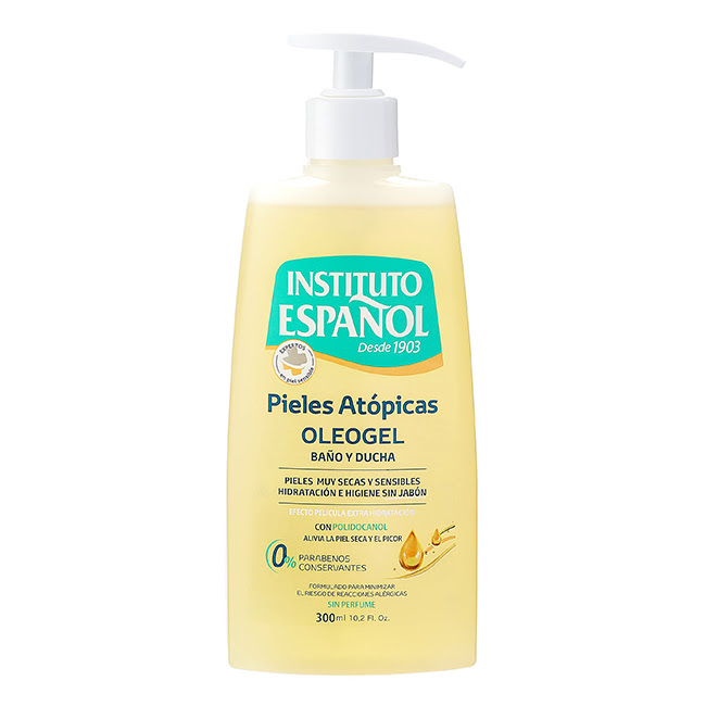 InstitutoEspañolAtopicSkinShowerOil-Gel300ml Bottle of Instituto Español Atopic Skin Shower Oil-Gel by Instituto Español, an oil-gel indicated for fragile atopic skin.