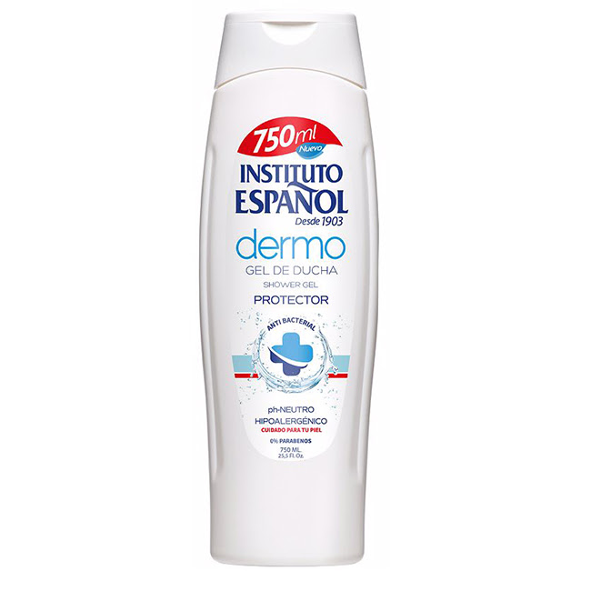 InstitutoEspañolDermoProtectorShowerGel750ml Bottle of Dermo Protector Shower Gel by Instituto Español, an antibacterial gel indicated for protecting the skin.