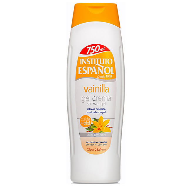InstitutoEspañolVanillaShowerGel750ml Bottle of Instituto Español Vanilla Shower Gel by Instituto Español, a shower gel indicated for moisturizing and rebalancing skin.