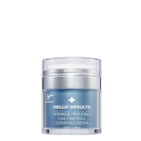 Jar  of  It  Cosmetics  Hello  Results  Daily  Retinol  Serum-in-Cream  by  It  Cosmetics,  a  hybrid  cream  indicated  for  reducing  fine  lines.