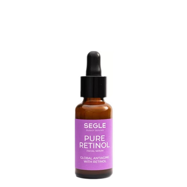 SegleClinicalPureRetinolSerum30ml Bottle of Segle Clinical Pure Retinol Serum by Segle, an anti-aging serum indicated for smoothing deep wrinkles and pores.