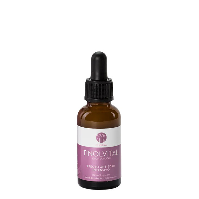 SegleClinicalTinolvitalSerum30ml Bottle of Segle Clinical Tinolvital Serum by Segle, a revitalizing serum indicated for reducing wrinkles and evening skin tone.