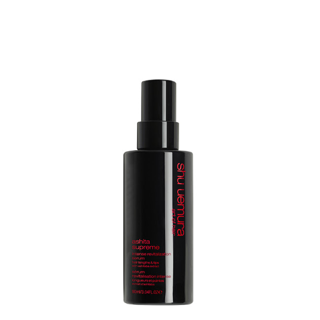 ShuUemuraAshitaSupremeRevitalizationSerum90ml Bottle of Shu Uemura Ashita Supreme Revitalization Serum, a revitalizing serum indicated for nourishing and strengthening all hair types.