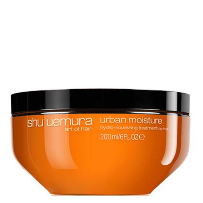 ShuUemuraUrbanMoistureHydro-NourishingTreatment200ml Jar of Shu Uemura Urban Moisture Hydro-Nourishing Treatment, a moisturizing mask indicated for hydrating dry and thick hair.