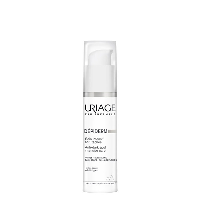UriageDépidermAnti-DarkSpotIntensiveCare30ml Product container of Uriage Dépiderm Anti-Dark Spot Intensive Care by Uriage, a care cream indicated for correcting dark spots.