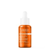 Bottle  of  Uriage  Dépiderm  Anti-Dark  Spot  Serum  by  Uriage,  a  serum  indicated  for  reducing  dark  spots  and  brightening  skin.