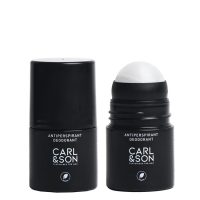 Bottle  of  Carl&Son  Roll-on  Antiperspirant  Deodorant  by  Carl&Son,  a  roll-on  deodorant  indicated  for  preventing  odors  and  keeping  skin  dry.