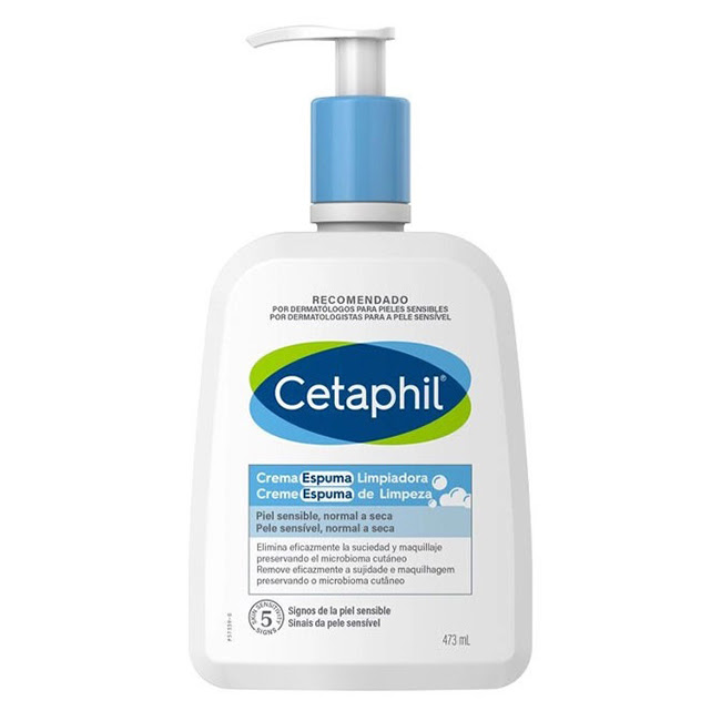 CetaphilFoamingCreamCleanser474ml Bottle of Cetaphil Foaming Cream Cleanser by Cetaphil, a foaming cream indicated for cleansing sensitive and dry skin.