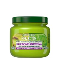 Jar  of  Garnier  Fructis  Hair  Bomb  Protein  Mask  by  Garnier,  a  hair  mask  indicated  for  moisturizing  and  defining  curls.
