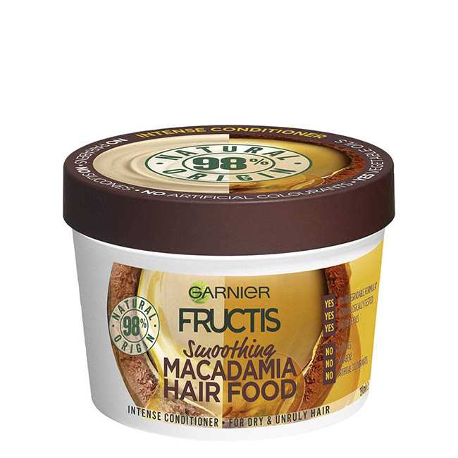 GarnierFructisHairFoodMacadamiaSmoothingMask390ml Jar of Garnier Fructis Hair Food Macadamia Smoothing Mask by Garnier, a smoothing mask indicated for purifying dry and unruly hair.