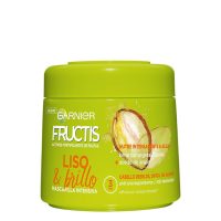 Jar  of  Garnier  Fructis  Hydra  Liss  Intensive  Mask  by  Garnier,  a  smoothing  mask  indicated  for  nourishing  and  reducing  frizz  in  hair.