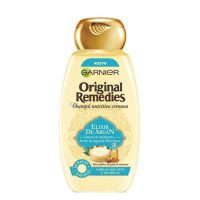 Bottle  of  Garnier  Original  Remedies  Argan  Elixir  Shampoo  by  Garnier,  a  shampoo  indicated  for  cleansing  and  moisturizing  very  dry  hair.