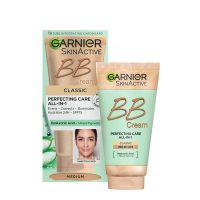 Tube  of  Garnier  SkinActive  BB  Cream  Classic  Medium  Tone  by  Garnier,  a  fluid  cream  indicated  for  moisturizing  and  evening  the  complexion.