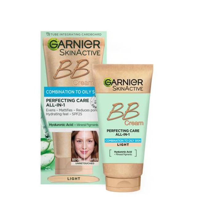 GarnierSkinActiveBBCreamOilyandCombinationSkinLightTone50ml Garnier SkinActive Crema BB Piel Mista a Grasa Tono Claro 50ml - Image 1