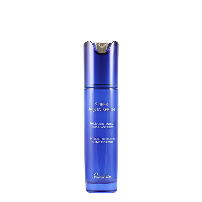 GuerlainSuperAquaSerum50ml Bottle of Guerlain Super Aqua Serum by Guerlain, a serum-and-cream texture indicated for rehydrating skin and attenuating wrinkles.