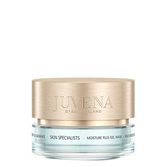 JuvenaSkinSpecialistsMoisturePlusGelMask75ml Jar of Juvena Skin Specialists Moisture Plus Gel Mask by Juvena, a light gel mask indicated for intense hydration and soothing skin.