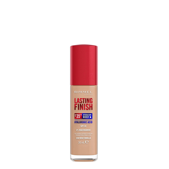 RimmelLondonLastingFinishHyaluronBoostSPF20Foundation150RoseVanilla30ml Rimmel London Lasting Finish Hyaluron Boost SPF20 Base 150 Rose Vanilla 30ml - Image 1