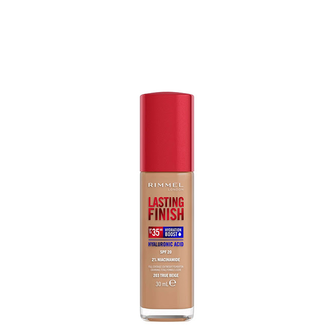 RimmelLondonLastingFinishHyaluronBoostSPF20Foundation203TrueBeige30ml Rimmel London Lasting Finish Hyaluron Boost SPF20 Base 203 True Beige 30ml - Image 1