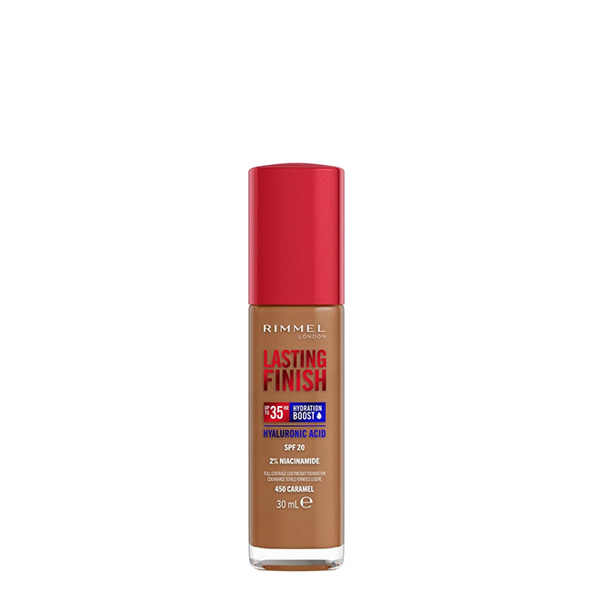 RimmelLondonLastingFinishHyaluronBoostSPF20Foundation450Caramel30ml リンメル ロンドン ラスティング フィニッシュ ヒアルロン ブースト SPF20 ファンデーション 450 キャラメル 30ml - 画像 (1)