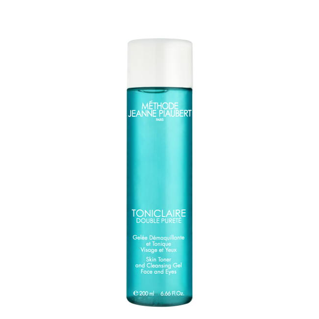 JeannePiaubertToniclaireSkinTonerandCleansingGel200ml Bottle of Jeanne Piaubert Toniclaire Skin Toner and Cleansing Gel, a gel indicated for removing makeup and toning the skin.