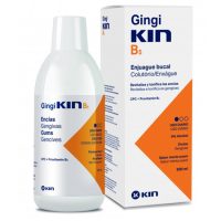 Bottle  of  Kin  Gingikin  B5  Mouthwash  by  Kin,  a  liquid  mouthwash  indicated  for  strengthening  enamel  and  toning  the  gums.