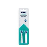 Box  of  Kin  Total  Clean  Universal  Brush  Heads  by  Kin,  a  replacement  brush  head  indicated  for  daily  hygiene  of  sensitive  teeth  and  gums.