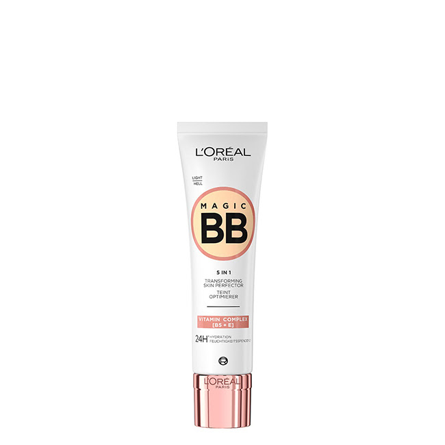 L'OrealMagicBBCream5-in-1LightTone30ml Tube of LOreal Magic BB Cream 5-in-1 Light Tone by LOreal, a lightweight cream indicated for hydrating and perfecting the complexion.