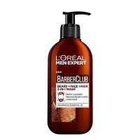 Bottle  of  LOreal  Men  Expert  Barber  Club  Shampoo  Beard  Hair  Face  by  LOreal  Paris,  a  shampoo  indicated  for  deep  cleansing  of  beard  and  hair.